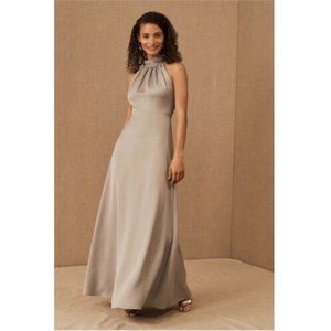 BHLDN Sachin + Babi Esme Satin Charmeuse High Neck Satin Dress (2) Dove Gray